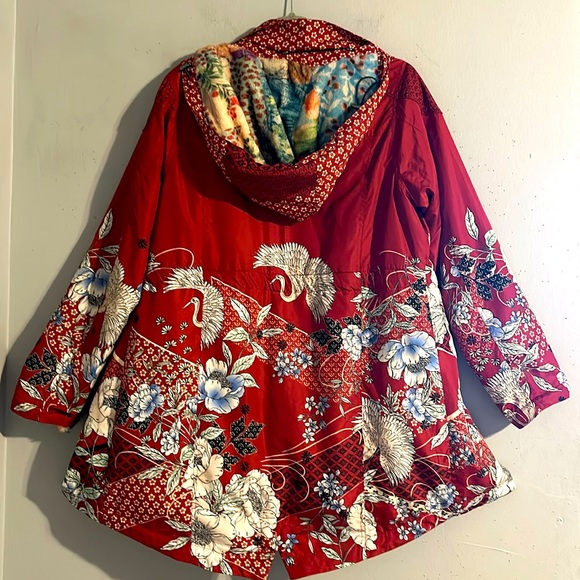 Johnny Was jacket with lots of printed designs. Detachable Hoddie NWOT - Picture 1 of 16